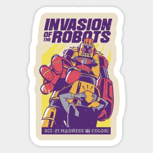 Invasion of robots retro sci-fi art Sticker